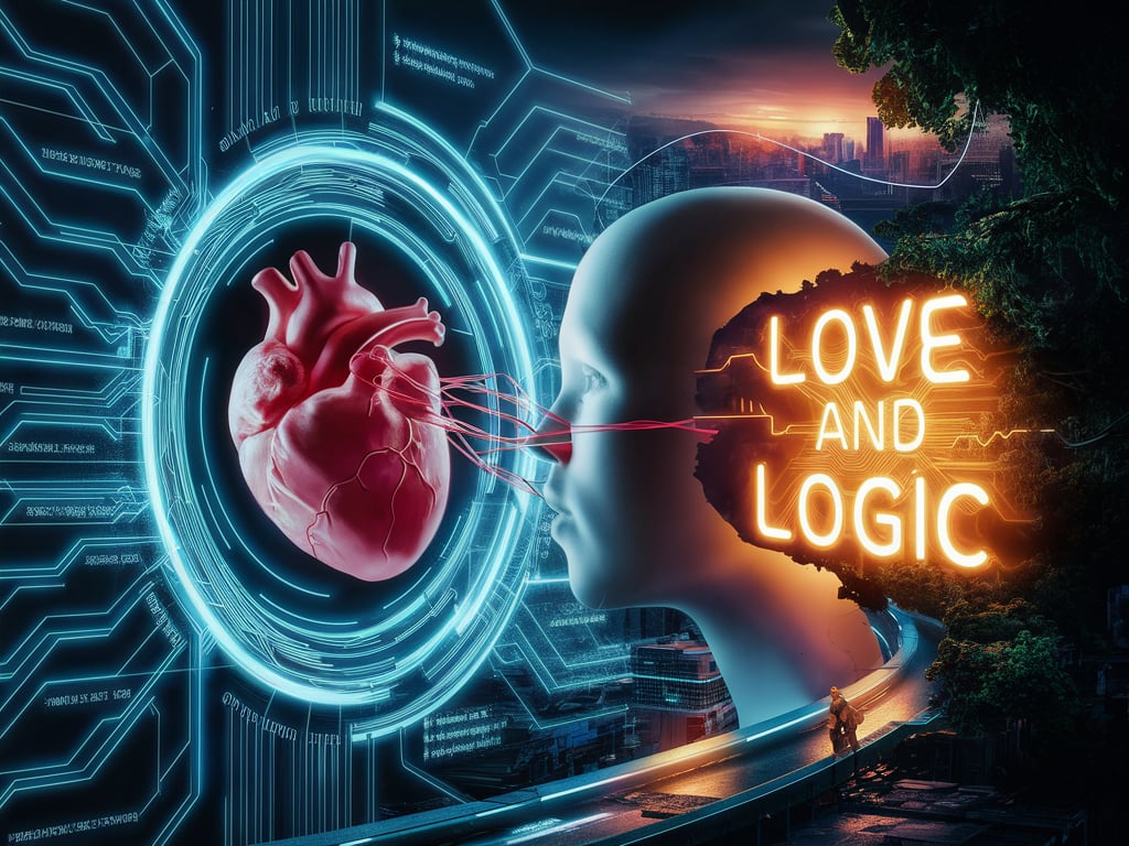 Person holding a glowing AI heart in their hands, symbolizing emotional connection