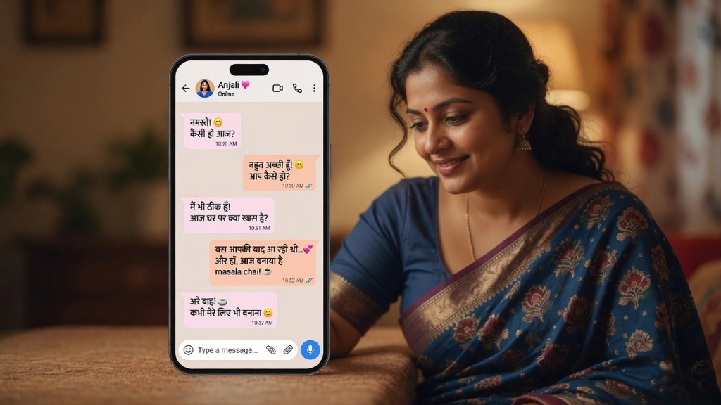 Indian AI girlfriend chat app HeartEcho - chat interface showing supportive Hindi and English conversation
